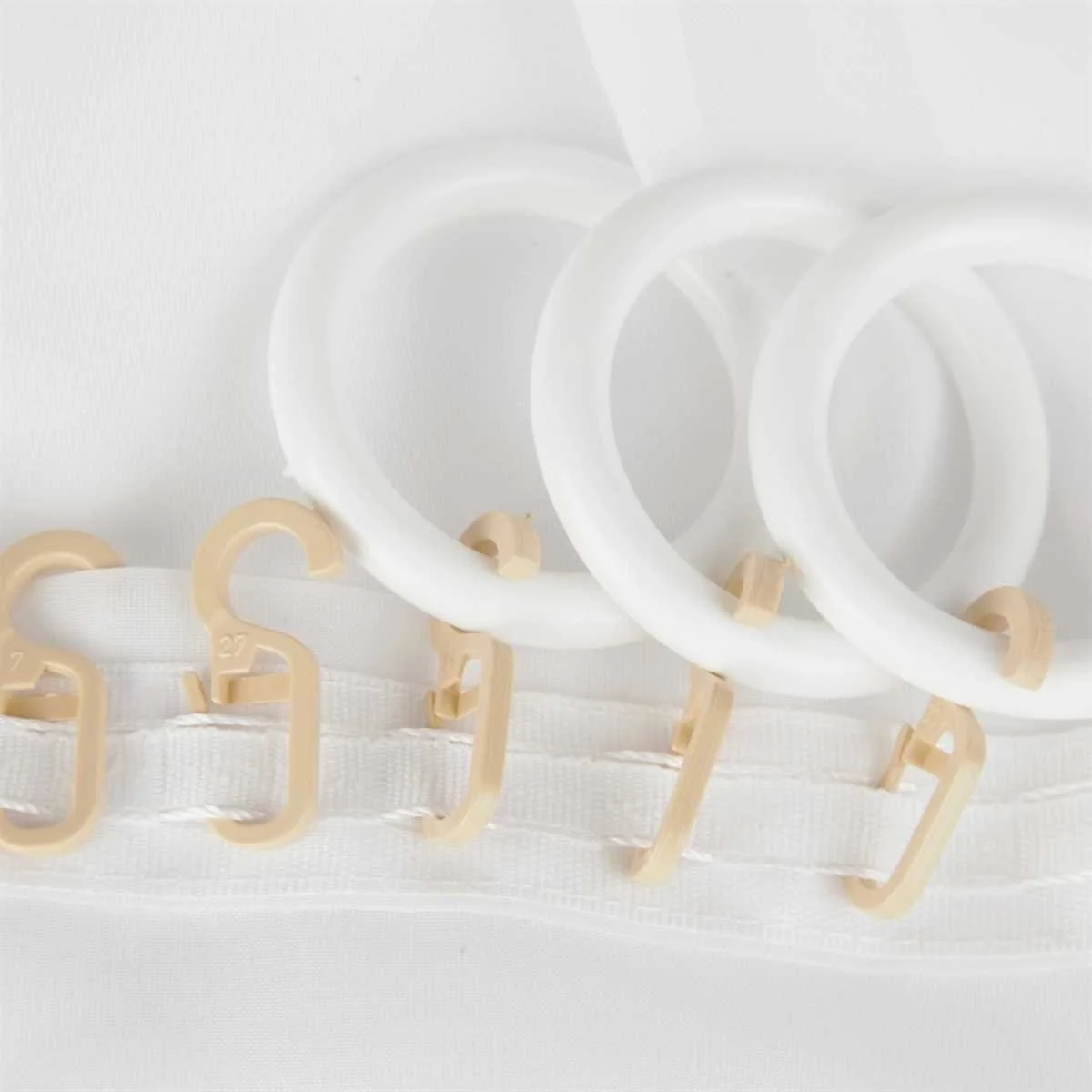 Bestlivings Faltenlegehaken & Gardinenringe – 10er-Set, beige, Ø 9 mm, für Gardinenstangen bis Ø 40 mm